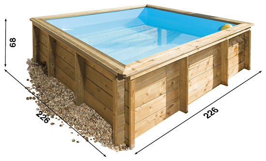 dimension piscine carrée en bois